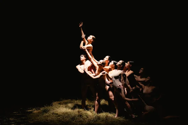 Groupe Danseurs Ballet Modernes Art Contemporain Jeunes Sportifs Flexibles Hommes — Photo
