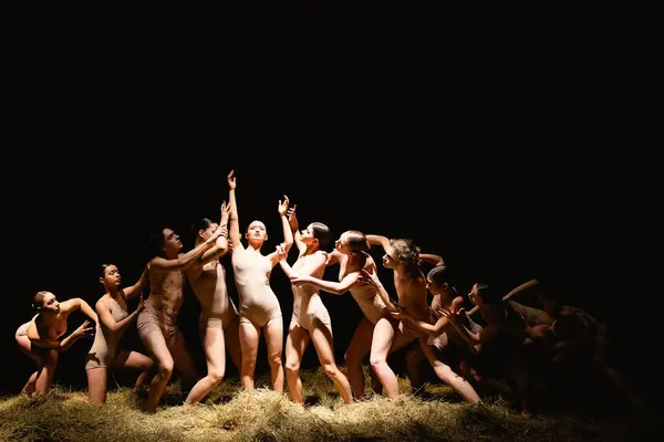 Grupp Moderna Balettdansare Samtida Konst Unga Flexibla Idrottsmän Män Och — Stockfoto
