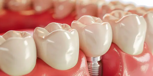 Близько Імплантації Зубів Медично Точна Ілюстрація Концепції Зубних Імплантатів Візуалізація — стокове фото