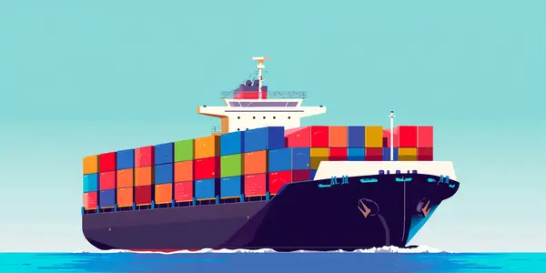 Recipiente Navio Carga Transporte Marítimo Transporte Mercadorias Vetor Ilustração — Vetor de Stock