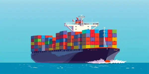 Cargo Ship Container Ocean Transportation Shipping Freight Transportation — Stock Vector