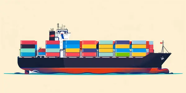Recipiente Navio Carga Transporte Marítimo Transporte Mercadorias — Vetor de Stock