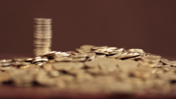 Золоті Монети Успіх Бізнесу Рішення Фінансове Становище Грошові Заощадження Багатство — стокове відео
