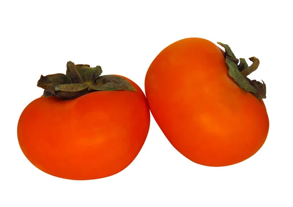 Persimmon Gyümölcs Izolált Fehér Vágási Útvonalat Tartalmaz — Stock Fotó