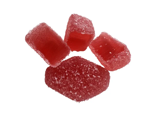 Fruit Jellies Red Jelly Candies Isolated White Background Clipping Path — Stock Photo, Image
