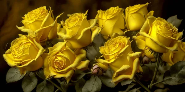 Fundo Rosas Amarelas Close Para Cartão Saudação Design — Fotografia de Stock