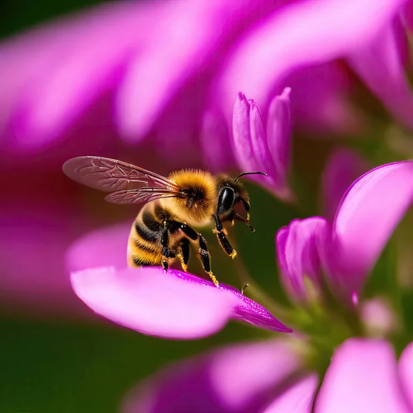 Bee Collecting Nectar Close Macro Photo — Stock Photo, Image