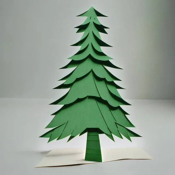 Árbol Navidad Cortado Papel Imagen Para Tarjetas Felicitación Diseño —  Fotos de Stock