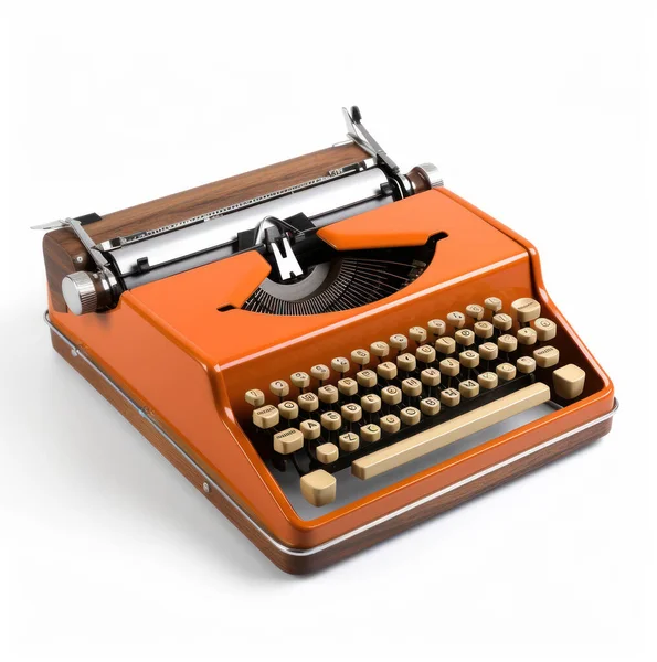 Máquina Escrever Antiga Isolada Fundo Branco — Fotografia de Stock
