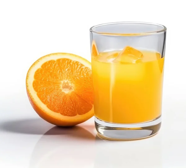 Een Glas Sinaasappelsap Een Witte Achtergrond — Stockfoto
