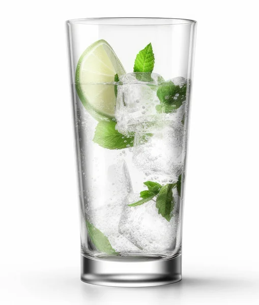 Ein Glas Mojito Cocktail Auf Weißem Hintergrund — Stockfoto