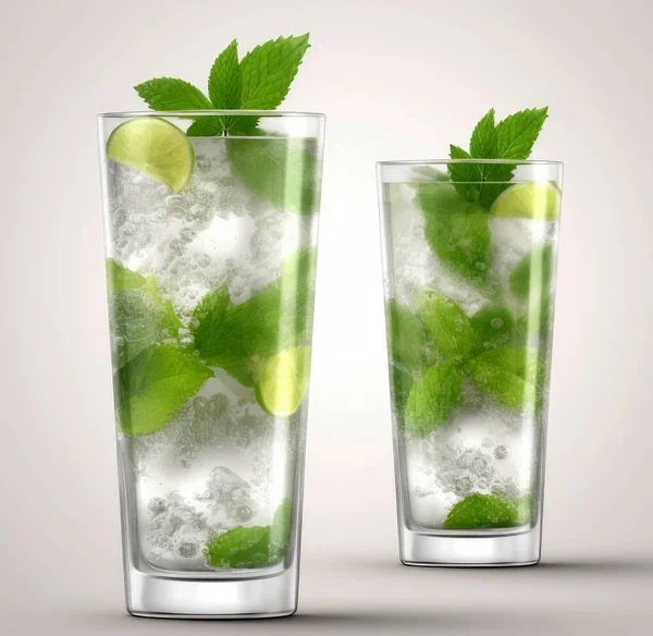 Een Glas Mojito Cocktail Een Witte Achtergrond — Stockfoto