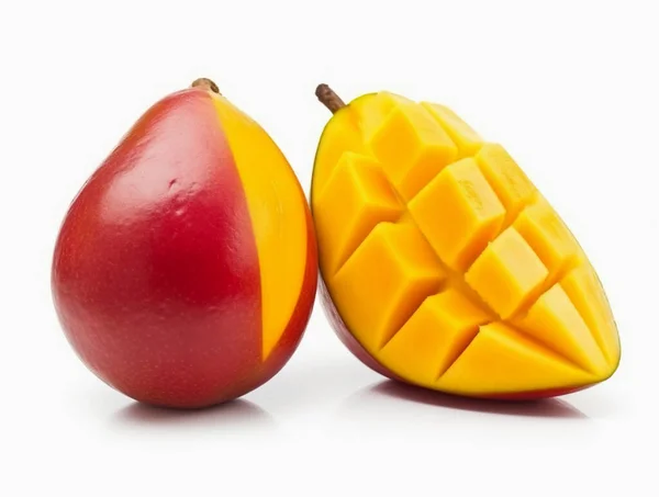 Frutas Mango Jugosas Frescas Aisladas Sobre Fondo Blanco —  Fotos de Stock