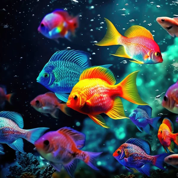 Peces Brillantes Coloridos Bajo Agua Caribe —  Fotos de Stock