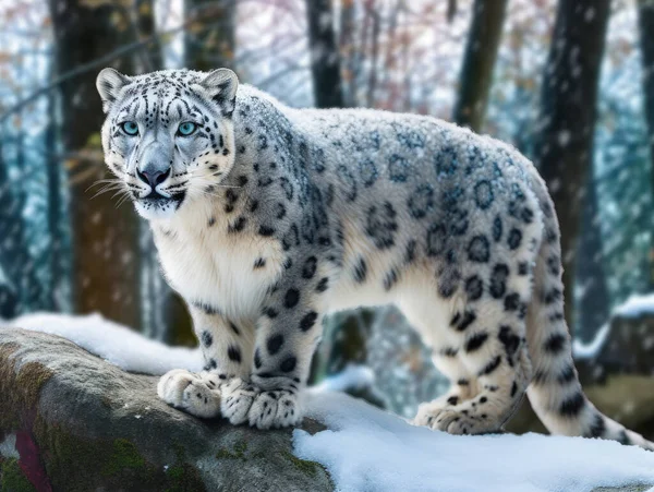 Leopardo Nieve Irbis Panthera Uncia Gran Gato Que Habita Las — Foto de Stock