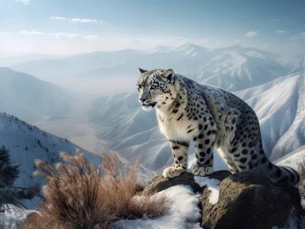 Lampart Śnieżny Irbis Panthera Uncia Jest Dużym Kotem Zamieszkującym Pasma — Zdjęcie stockowe