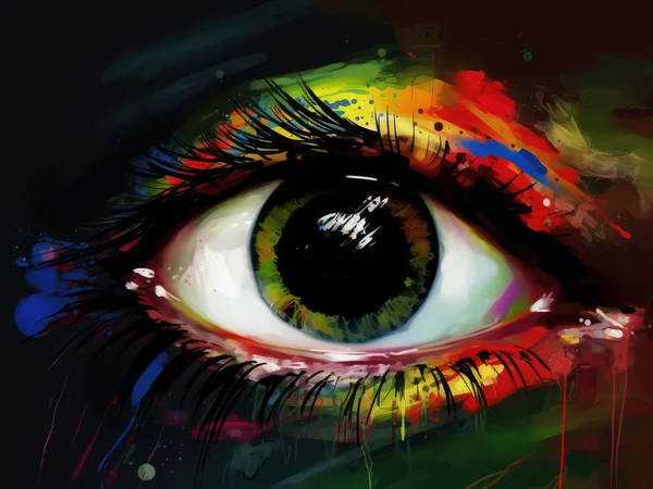 stock image Artistic abstract eye digital painting, close up view