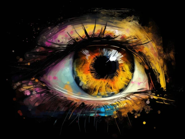 Künstlerische Abstrakte Auge Digitale Malerei Nahsicht — Stockfoto