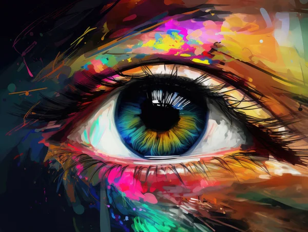 stock image Artistic abstract eye digital painting, close up view