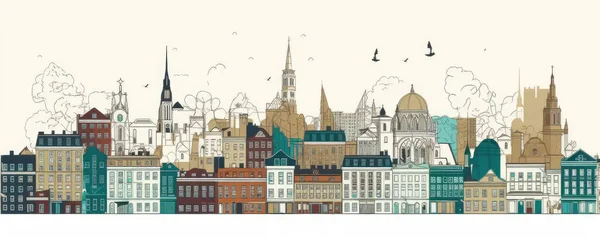 Ilustração Cidade Bruxelas Bélgica Fundo Branco Claro — Fotografia de Stock