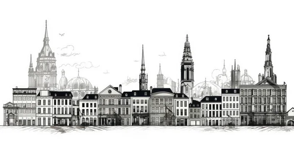 Ilustração Cidade Bruxelas Bélgica Fundo Branco Claro — Fotografia de Stock