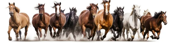 Paard Kudde Lopen Snel Witte Achtergrond — Stockfoto