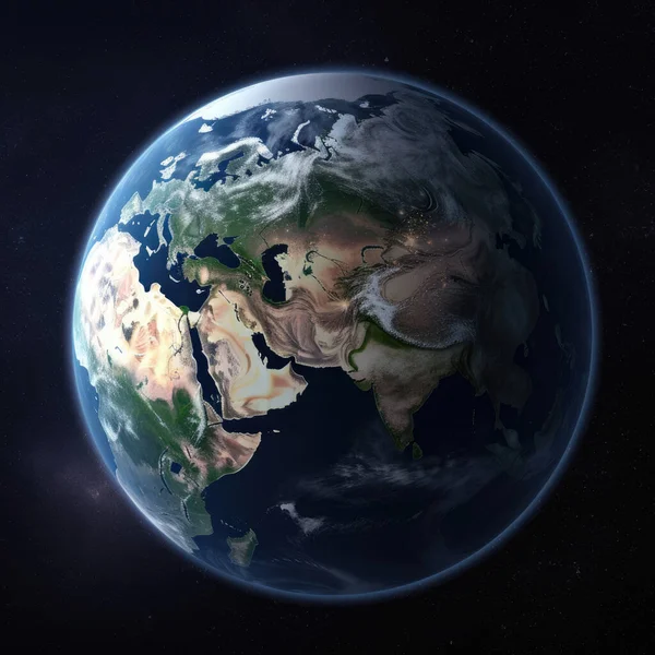 宇宙からのフォトリアリスティックな地球フルサイズ — ストック写真