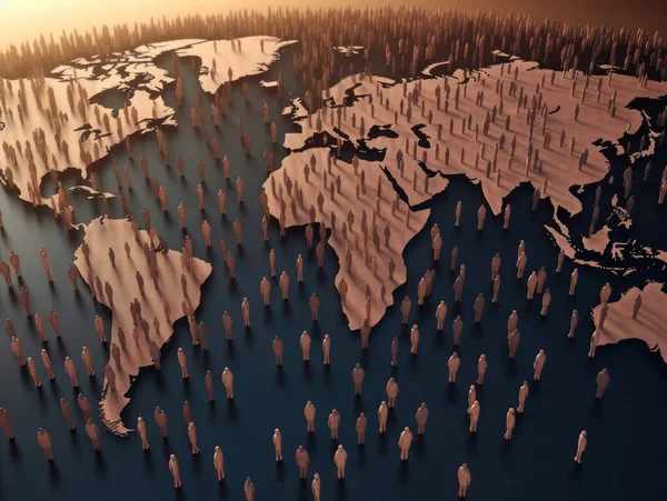 Världsbefolkningsdagen Människor Formar Världskontinenter — Stockfoto