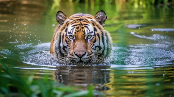 Tigre Sibérie Dans Eau État Sauvage — Photo