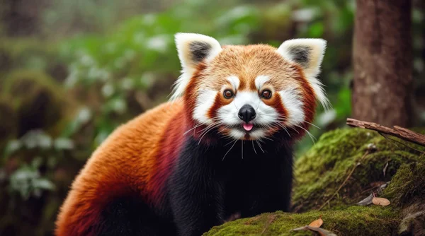 Rode Panda Close Het Wild Bedreigde Rechtenvrije Stockafbeeldingen