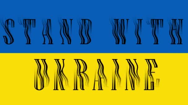 Animated Stand Met Oekraïne Titel Met Vlag Blauwe Gele Kleuren — Stockvideo