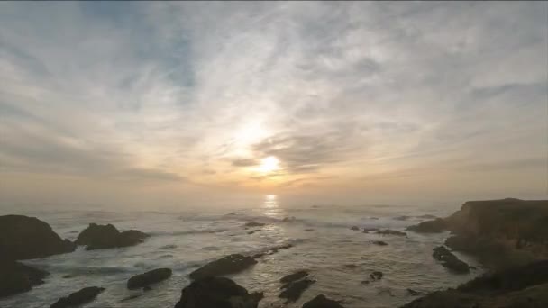 Colorful Sunset Cove Pacific Ocean Timelapse — Stock Video