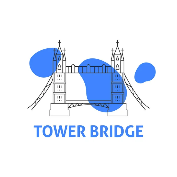 Tower Bridge Line Concept Vektorová Ilustrace Osnovy Cestovní Architektura Budovy — Stockový vektor