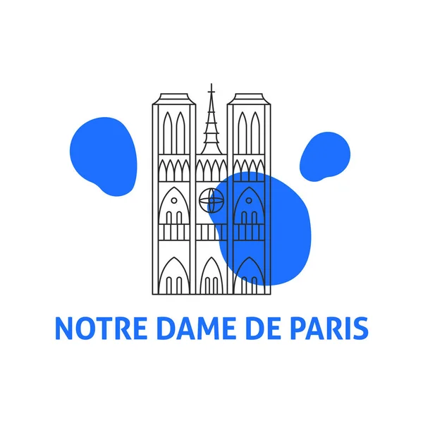 Notre Dame Paris Line Concept Vektor Illustration Skiss Byggnad Resor — Stock vektor