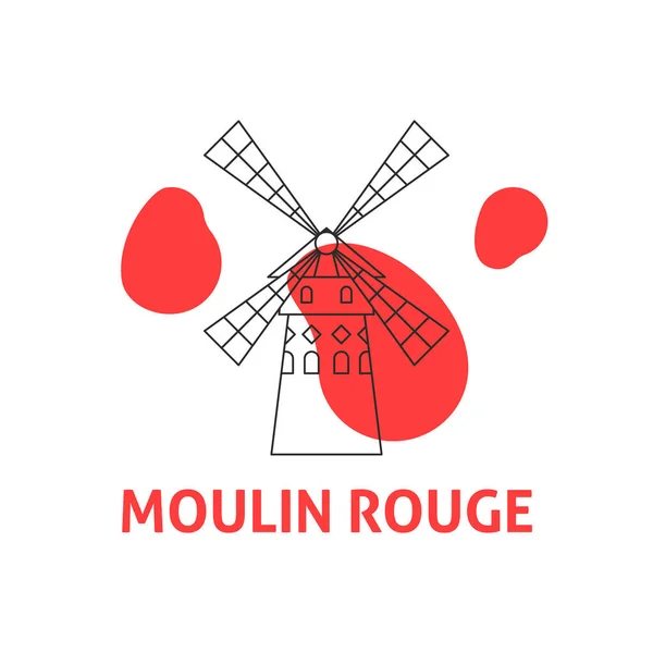 Έννοια Moulin Rouge Line Εικονογράφηση Διάνυσμα Του Περίγραμμα Κτίριο Travel — Διανυσματικό Αρχείο