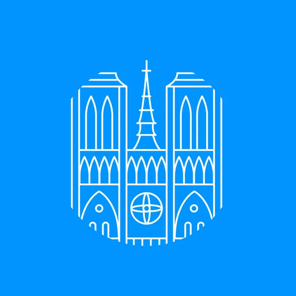Círculo Notre Dame Paris Ilustración Vectorial Del Esquema Símbolo Arquitectura — Vector de stock