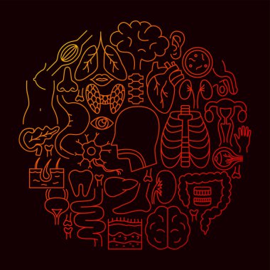 Vücut Organı Simgesi Çemberi Konsepti. Tasarımın Vektör İllüstrasyonu.