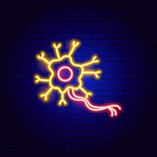 Neuron Neon Sign Vektorová Ilustrace Lékařských Objektů Lidského Zdraví — Stockový vektor