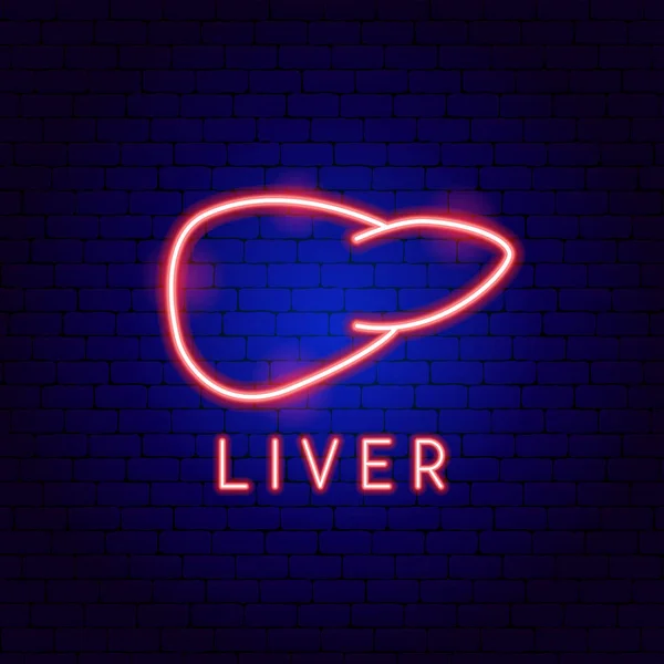 Liver Neon Label 의학계의 목적을 설명하는 — 스톡 벡터