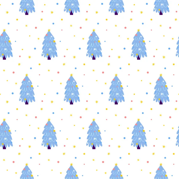 Star Christmas Tree Naadloos Patroon Vector Illustratie Van Cartoon Stijl — Stockvector