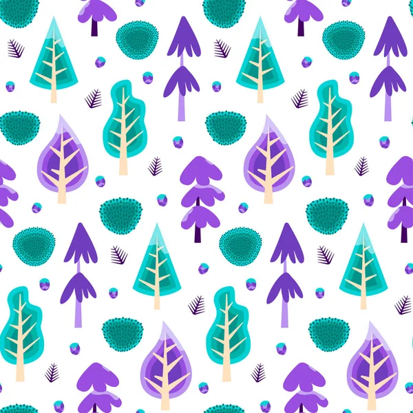 Forêt Froide Modèle Sans Couture Illustration Vectorielle Accueil Style Bande — Image vectorielle