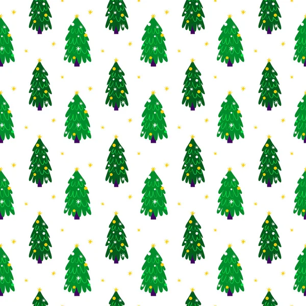 Arbre Noël Vert Motif Sans Couture Illustration Vectorielle Accueil Style — Image vectorielle