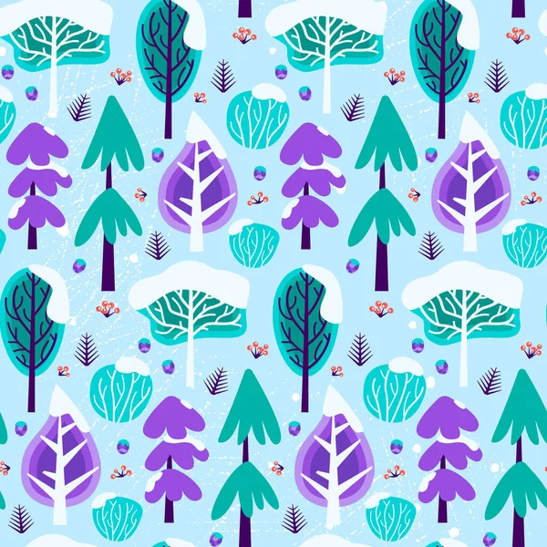 Χειμερινό Δέντρο Χιόνι Χωρίς Ραφή Μοτίβο Εικονογράφηση Διάνυσμα Του Στυλ — Διανυσματικό Αρχείο