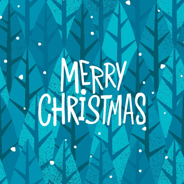 Feliz Cartão Floresta Natal Ilustração Vetorial Cartão Saudação Inverno —  Vetores de Stock