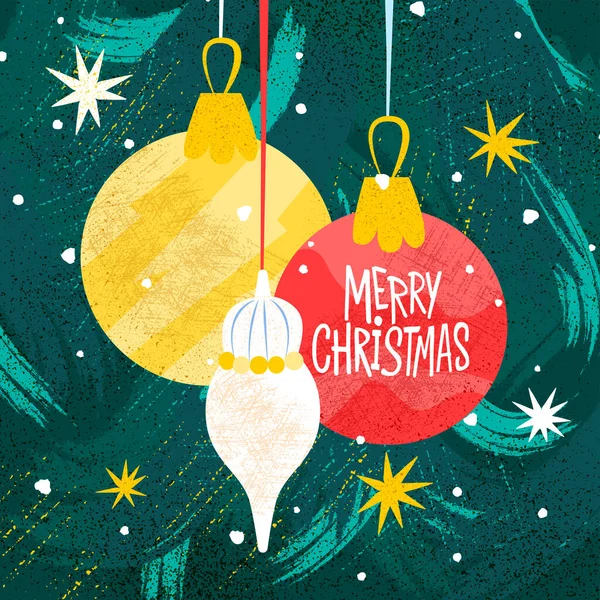 Buon Natale Decorazione Palle Vetro Illustrazione Vettoriale Del Biglietto Auguri — Vettoriale Stock