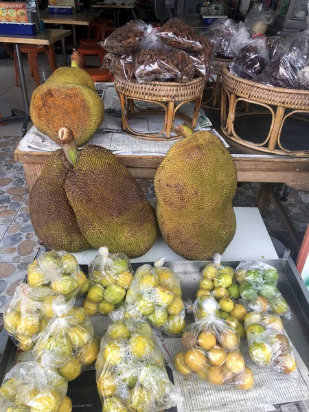 Mercado Durian Fruit Street Foto Tailandia Trip Cultura Religión — Foto de Stock