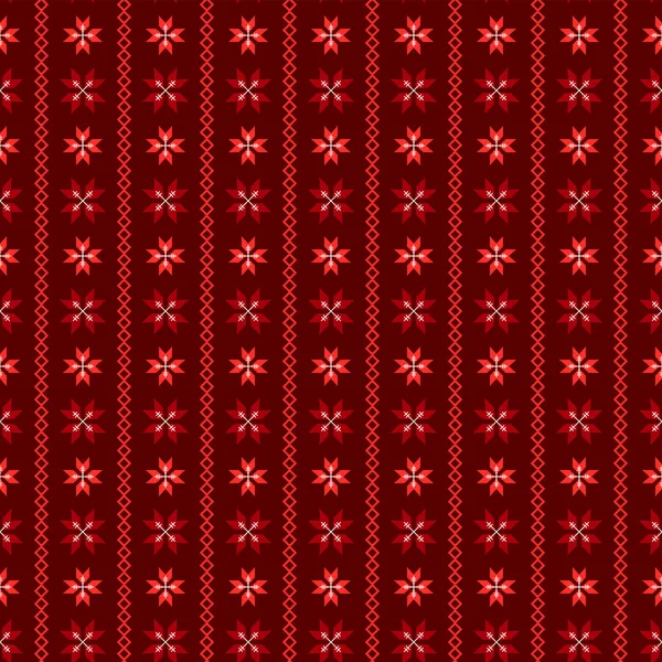 Patrón Sin Costura Bordado Rojo Floral — Vector de stock