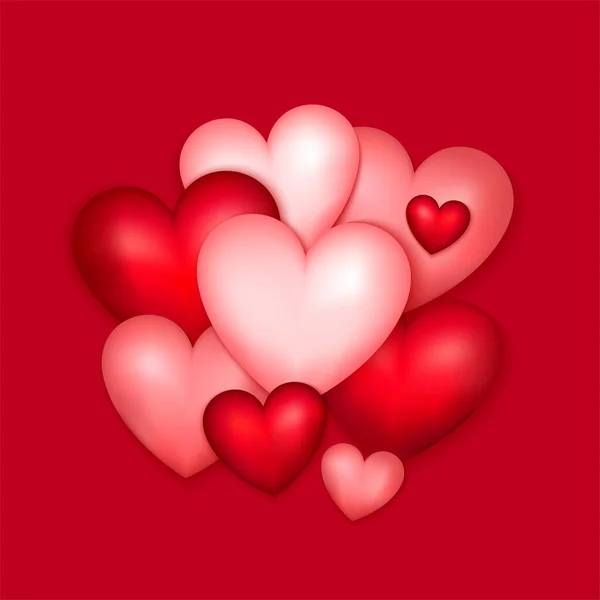 Love Hearts Red Векторная Иллюстрация Романтических Объектов — стоковый вектор