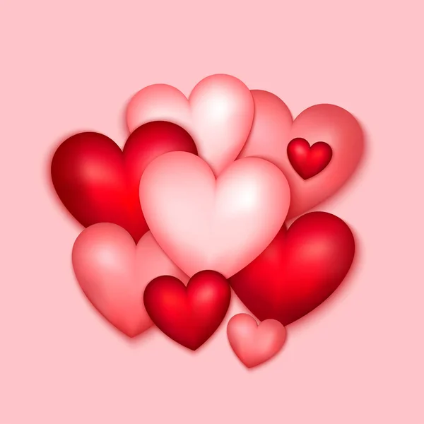 Love Hearts Boven Pink Vector Illustratie Van Romantische Objecten Voor — Stockvector