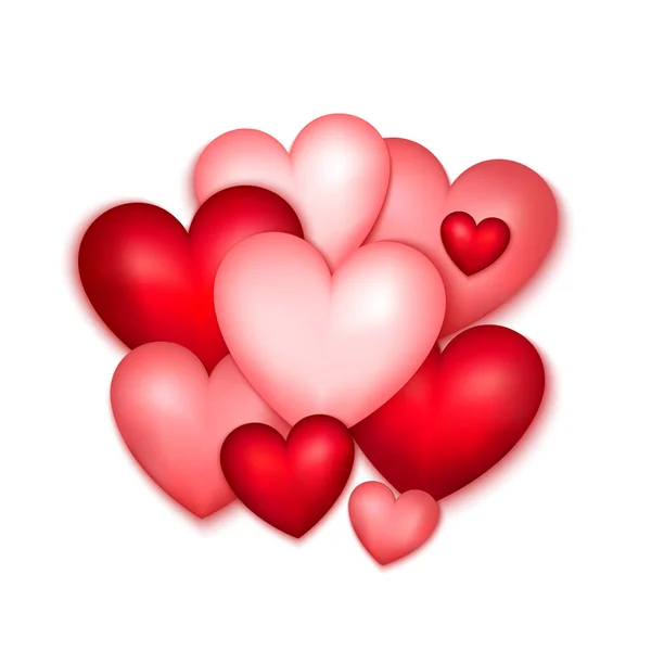Love Hearts White Illustration Vectorielle Objets Romantiques Pour Saint Valentin — Image vectorielle